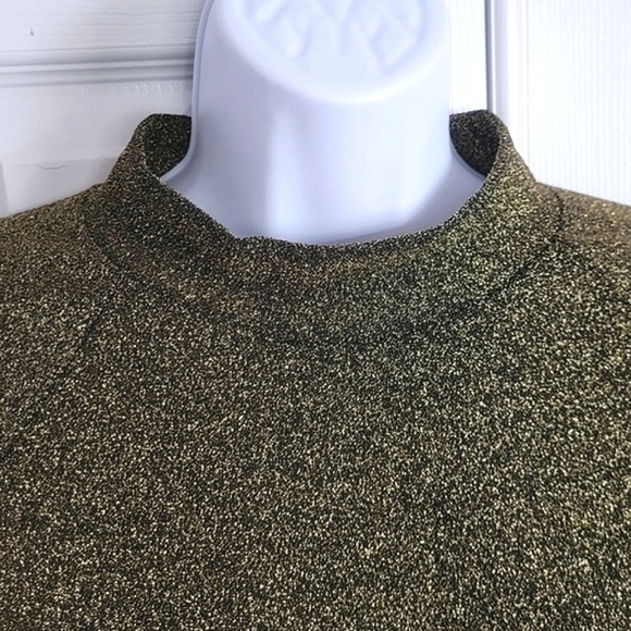 Fashion Nova gold long puff sleeves‎ glittery crop top women's large - Picture 8 of 16